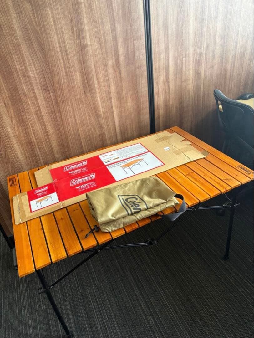 【アルペン限定】コールマン ウッドロールテーブル110茶色×黒 ※高さ2段階調整