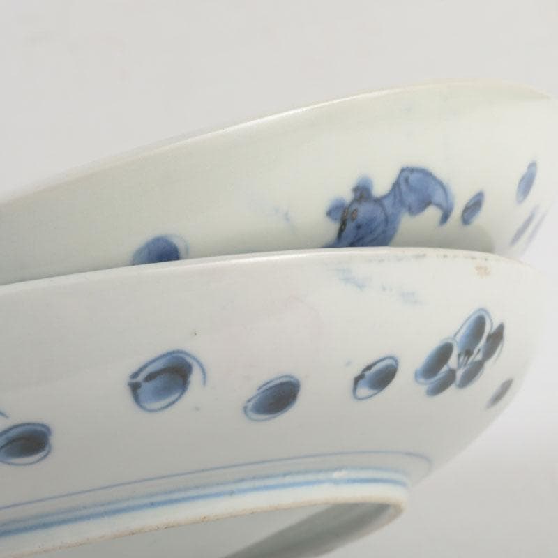 中国 青花 花草鳥文盤 皿 一對 在銘 C 9290 - メルカリ