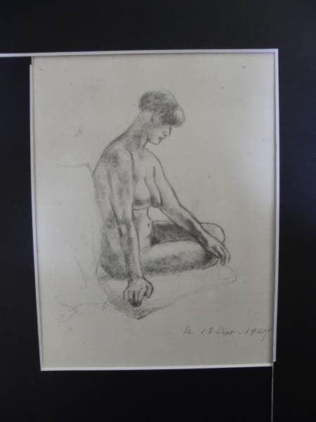 前田 寛治、座裸婦、裸婦、希少画集画、新品額装付、状態良好