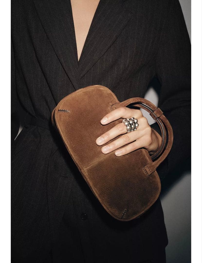 美品　完売品 ZARA　ミニレザーボウリングバッグ ブラウン 本革 ZARA☆ミニレザーボウリングバッグ完売品難あり - メルカリ