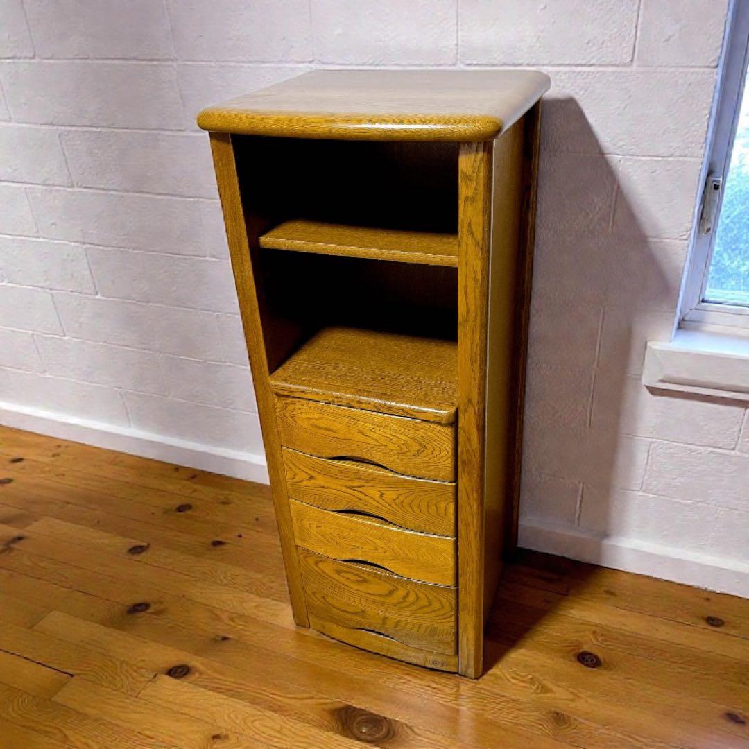 浜本工芸 ナラ材　電話台　チェスト チェスト キャビネット 引き出し収納 浜本工芸 チェスト システムデスク用 ナラ無垢材 日本製 通常納期1ヶ月