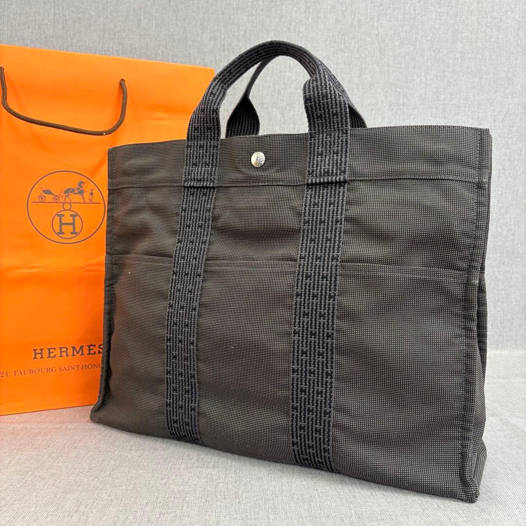 HERMES エルメス トートバッグ エールライントート MM グレー - メルカリ