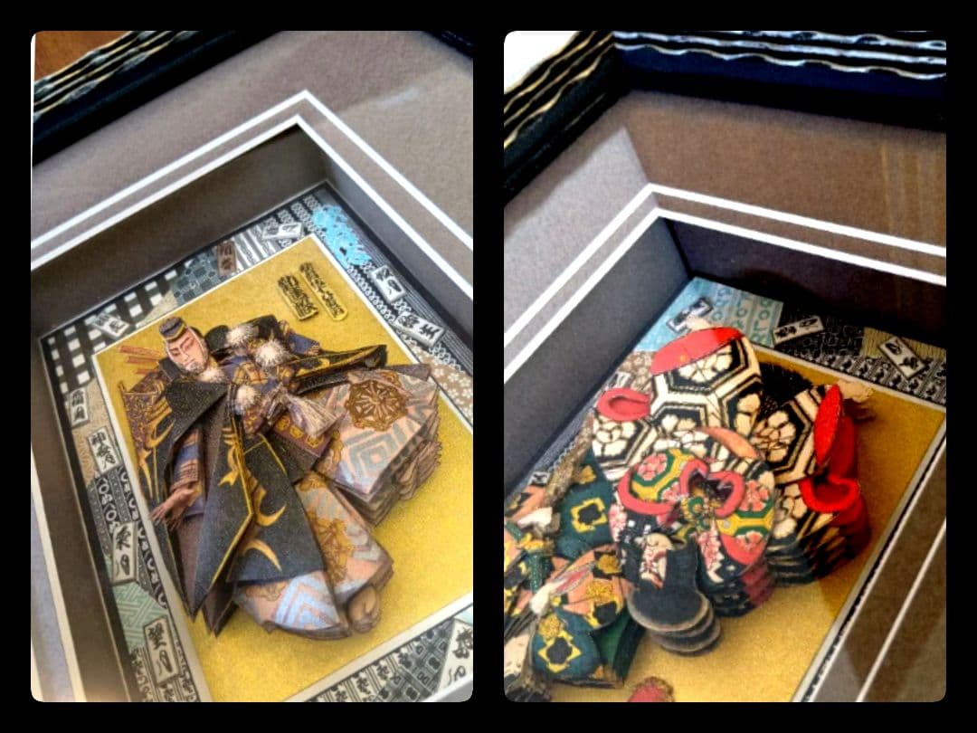 額縁 2枚 豪華絢爛 日本浮世絵 歌舞伎 花形歌舞伎 立体額絵