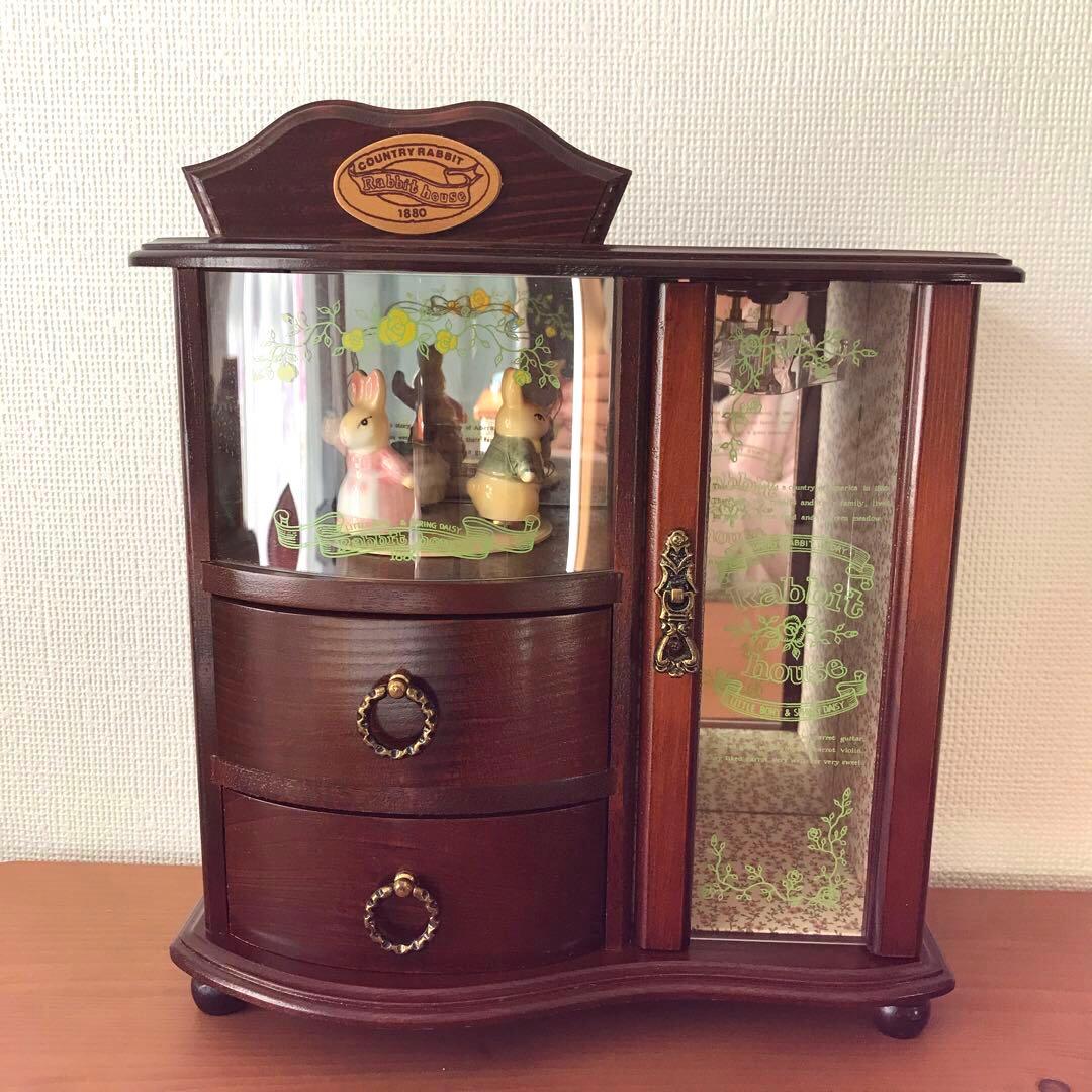 ラビットハウス　オルゴール付き宝石箱　ジュエリーボックス カントリー Rabbit house ラビットハウス オルゴール 小物入れ メイクボックス