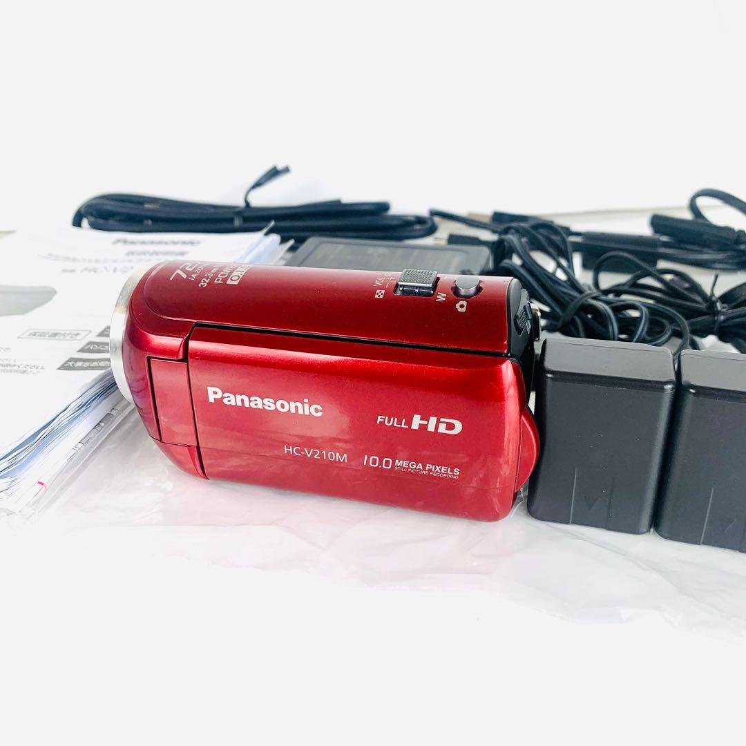 Panasonic HC-V210M レッド ビデオカメラ 本体｜バッテリー2個