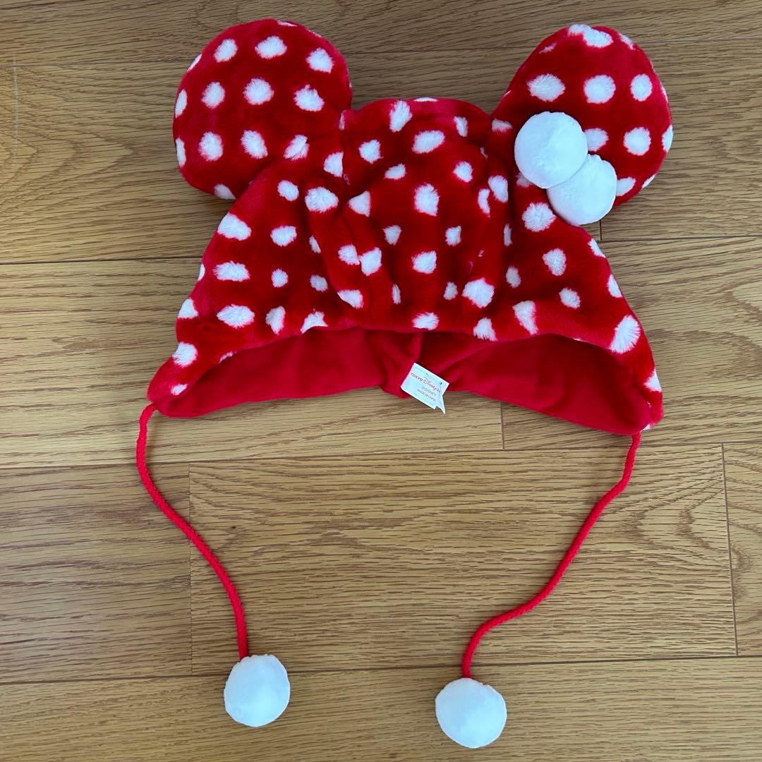 レア！ディズニーリゾート ミニーちゃん ファンキャップ 水玉 赤ドット