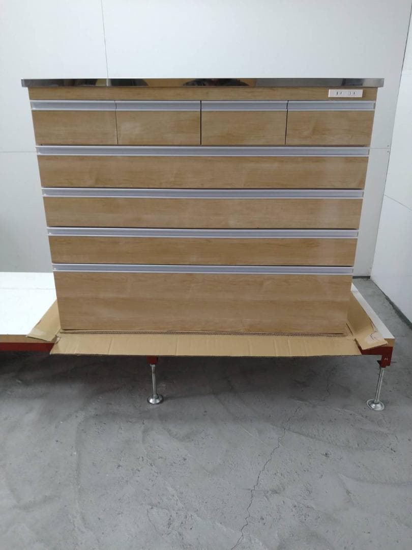 ◎6119 ステンレス天板頑丈ハイカウンター幅120木目