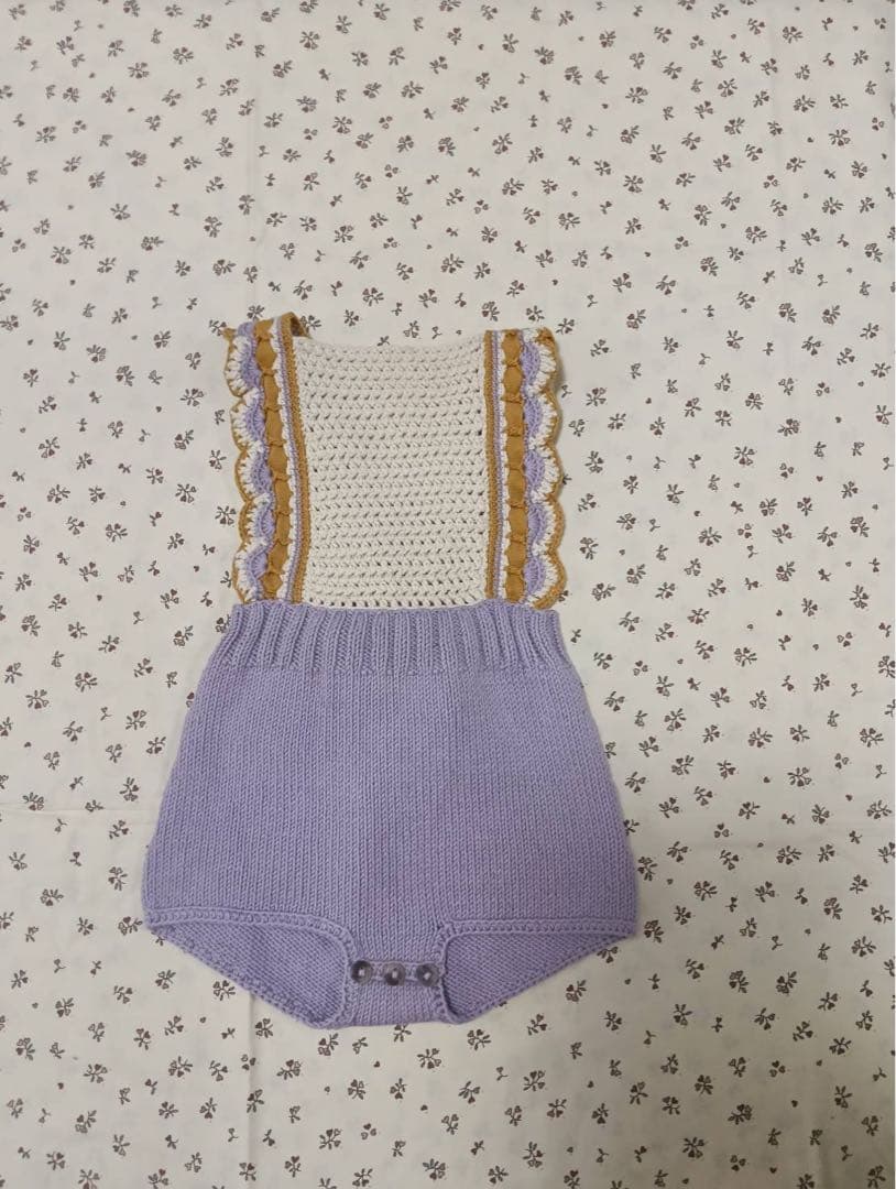 Misha&puff ラベンダー かぎ編みロンパース 3-4y