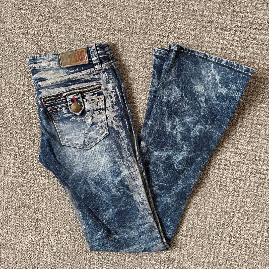 vintage d.i.a ローライズ ブーツカット シルバーラメデニム ローライズウォッシングブーツカットデニムパンツ | レディース