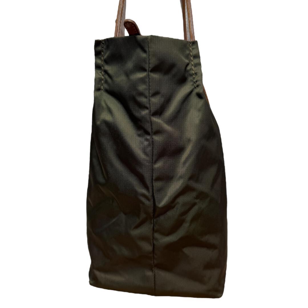 美品 Felisi 3411 トートバッグ 肩掛け A4可 ロゴプレート カーキ