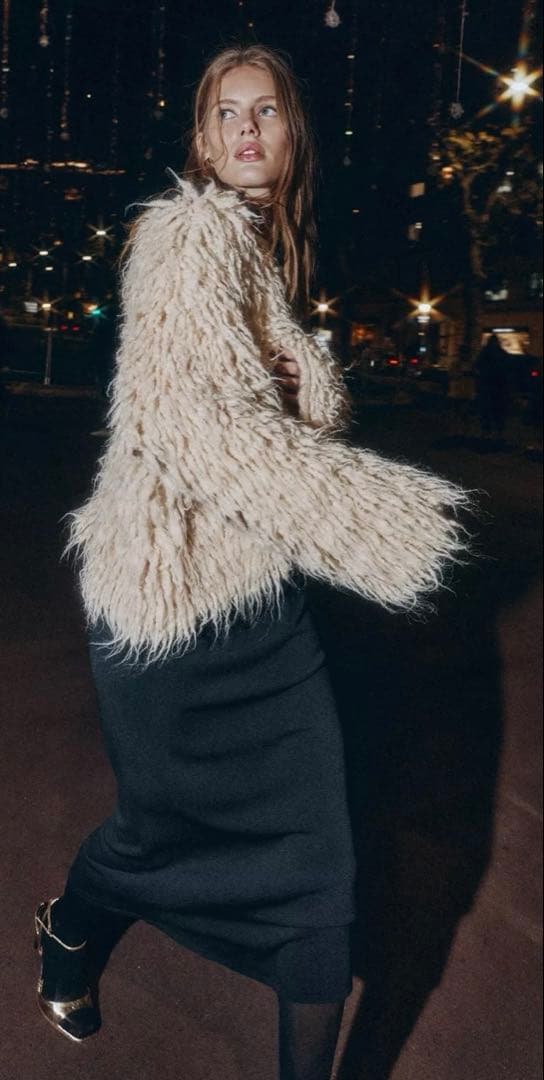 ○ZARA○ザラ○ブラッシュドフリンジニットジャケット○S○ - メルカリ