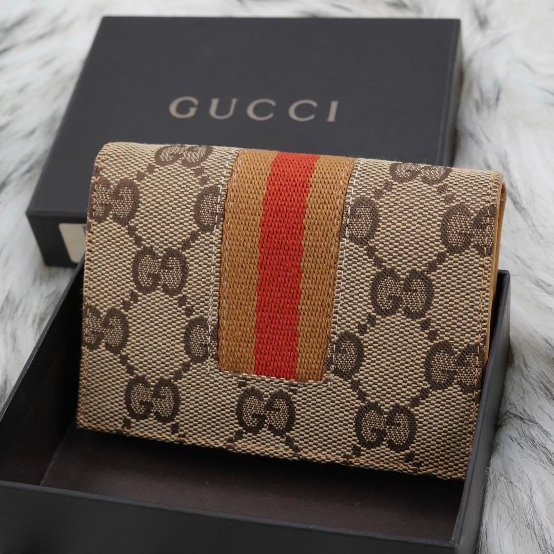 未使用品　箱付き　GUCCI グッチ　カードケース　名刺入れ　シェリーライン