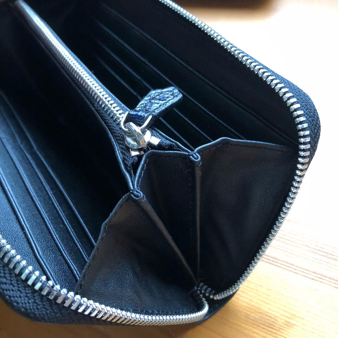 ア*オ様 本物 クロコダイル シャムワニ 長財布 ワニ革 一枚革 青ブルー