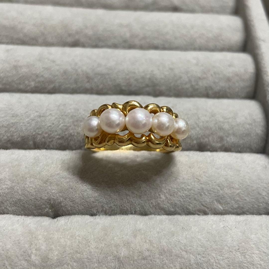 K18 ゴールド パール リング 指輪 6.0g 約11号