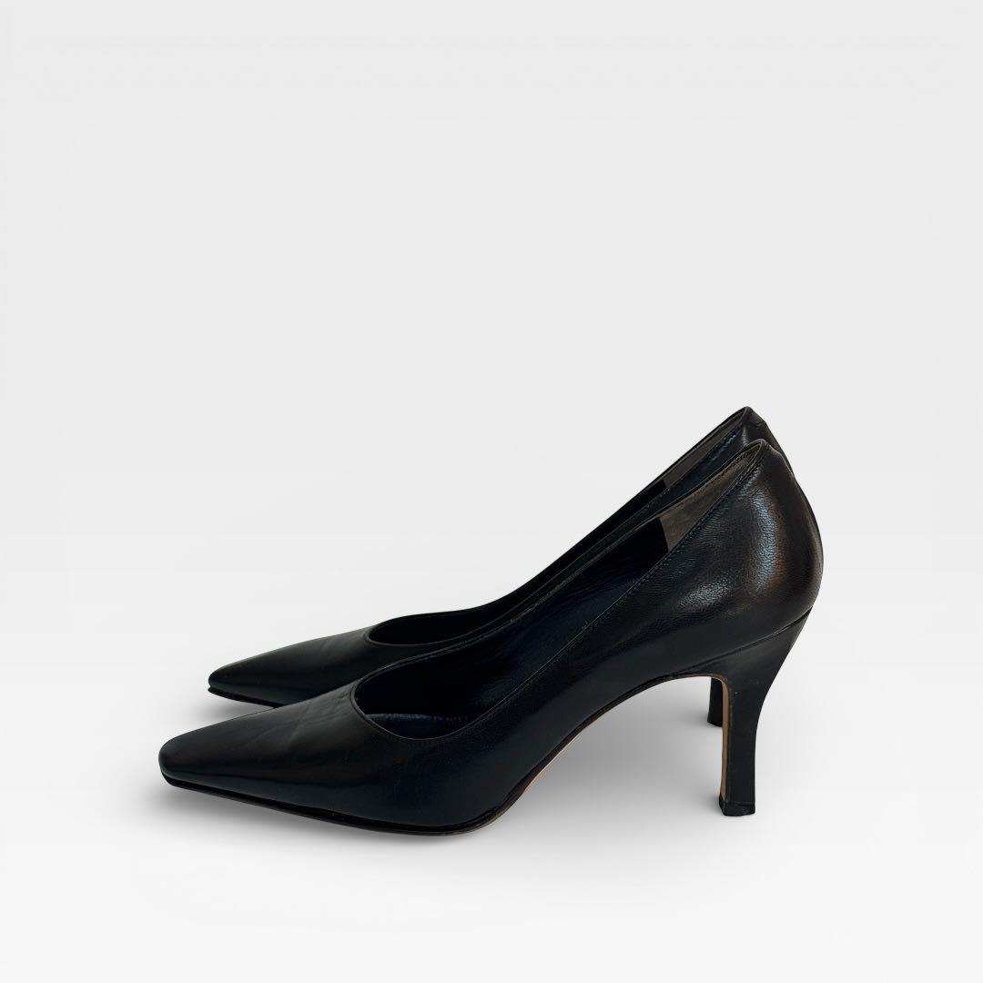 銀座かねまつ レザー パンプス 21.5 黒 フォーマル 通勤 就活 小さい