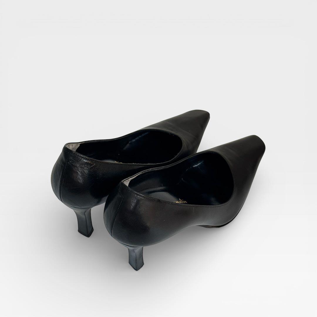 銀座かねまつ レザー パンプス 21.5 黒 フォーマル 通勤 就活 小さい