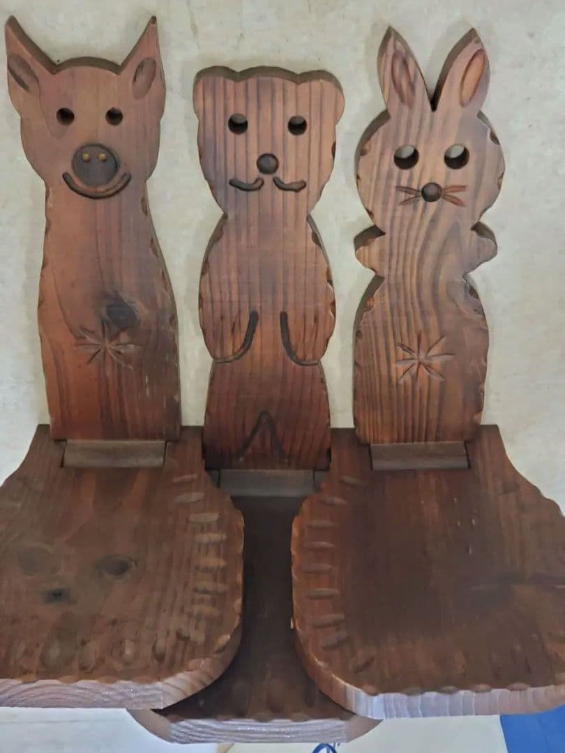 ヴィンテージ✨スペイン製三つ脚スツール店舗什器花台折り畳み式アニマルチェア3点✨