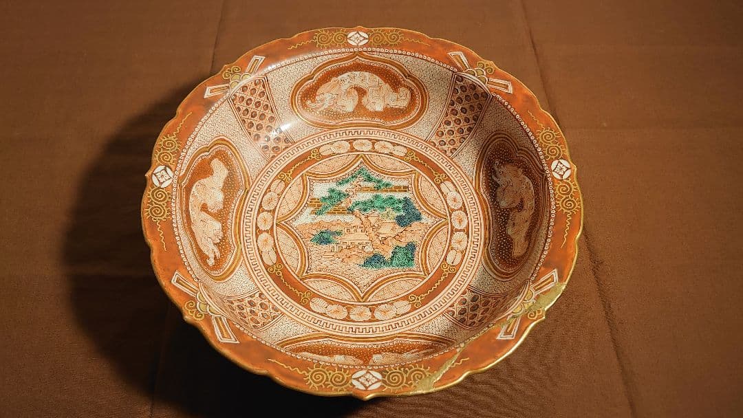 古九谷　九谷焼　赤絵　飯田屋　宮本窯　龍の図　浅井一毫　山田久録　１客 古九谷九谷焼赤絵飯田屋宮本窯龍の図浅井一毫山田久録1客