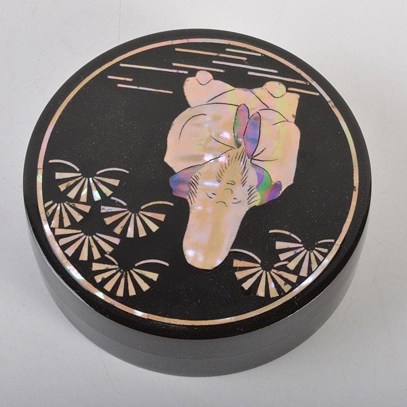 茶道具 清陽造 螺鈿装飾 寿老人貝入 香合 共箱 V 6244