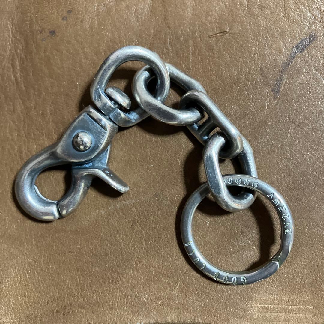 ブラス製 シルバーメッキキーチェーン 新品未使用！刻印入り二重リング