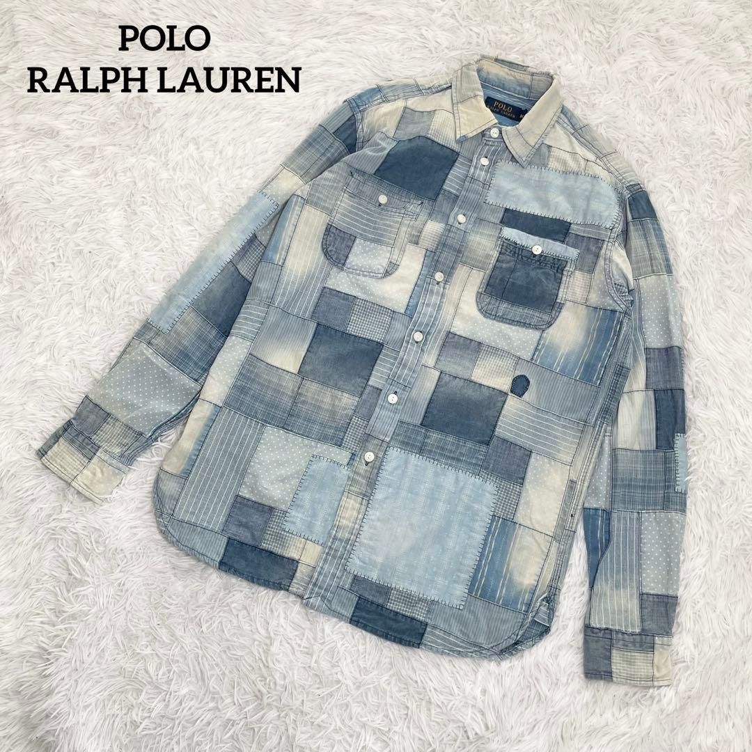 【美品】ラルフローレン　パッチワークシャツ・デニムシャツ・インディゴ・ネイティブ POLO RALPH LAUREN（ポロ ラルフ ローレン）の「インディゴ パッチ
