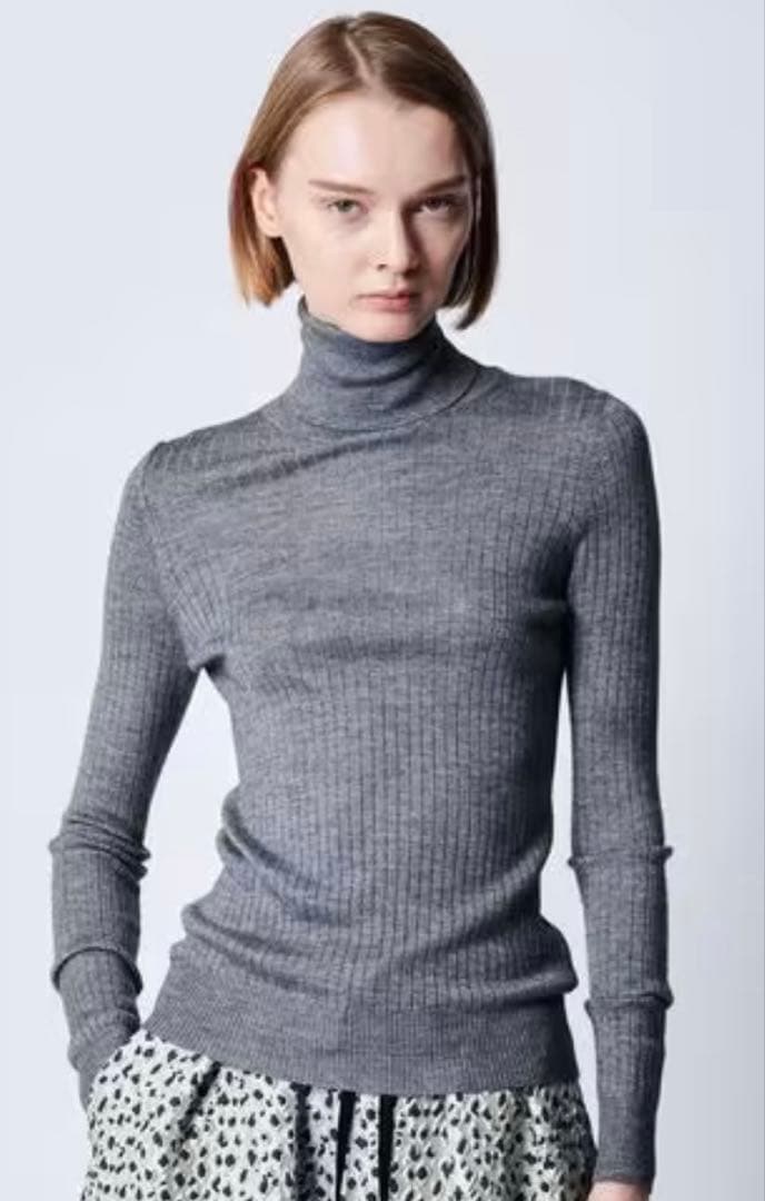 ドゥロワー サイズ2 カシミヤシルク　リブ　タートル