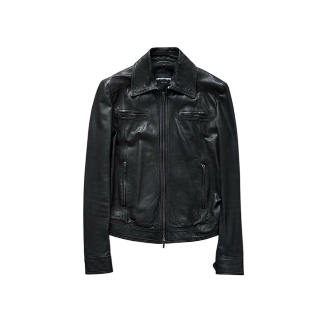 ジャケット・アウター emporio armani lamb leather jacket Emporio Armani Mens Dark Brown Lamb Leather Jacket – b29 Fashion