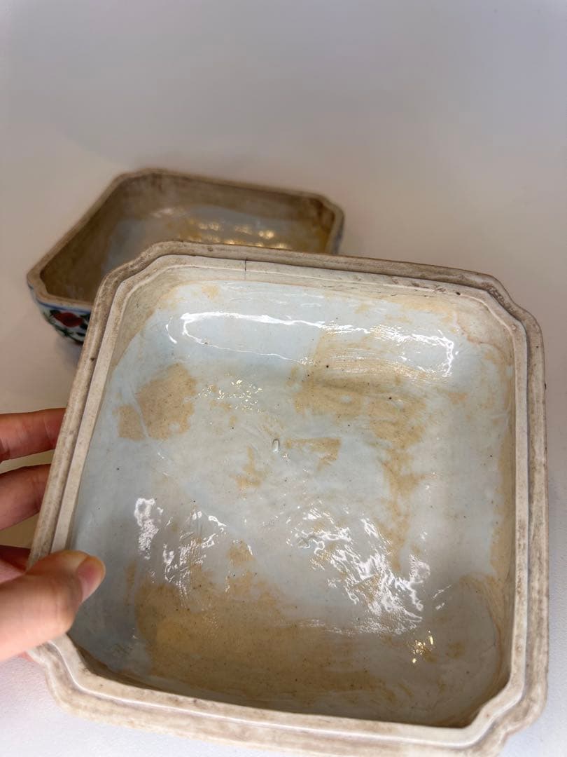 本mercy様専用！中国 明代 大明嘉靖年製 五彩 龍文 蓋盒 四面龍文