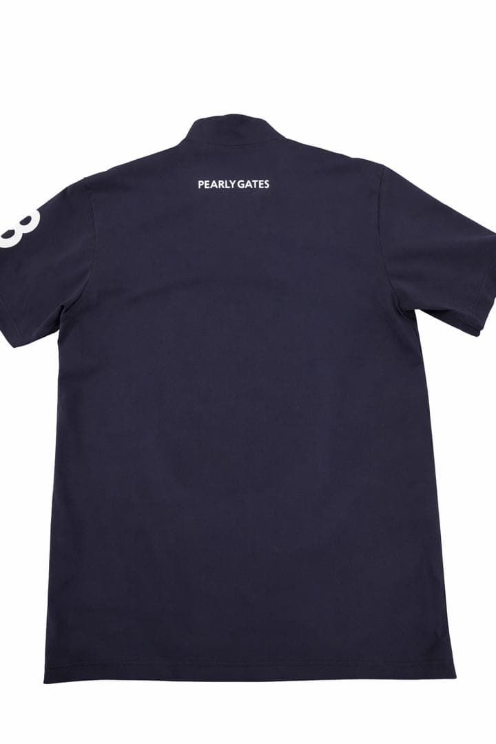 パーリーゲイツ モックネック半袖シャツ サイズ5 ネイビー 日本製