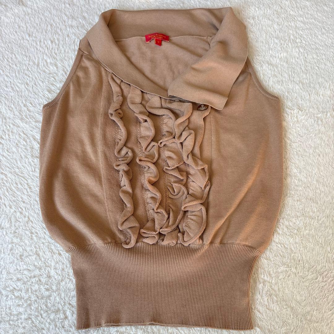 極美品✨ヴィヴィアンウエストウッド　オーブボタン アシメ　コットンニット Vivienne Westwood RED LABEL「伊勢丹新宿店限定ニットカーディガン