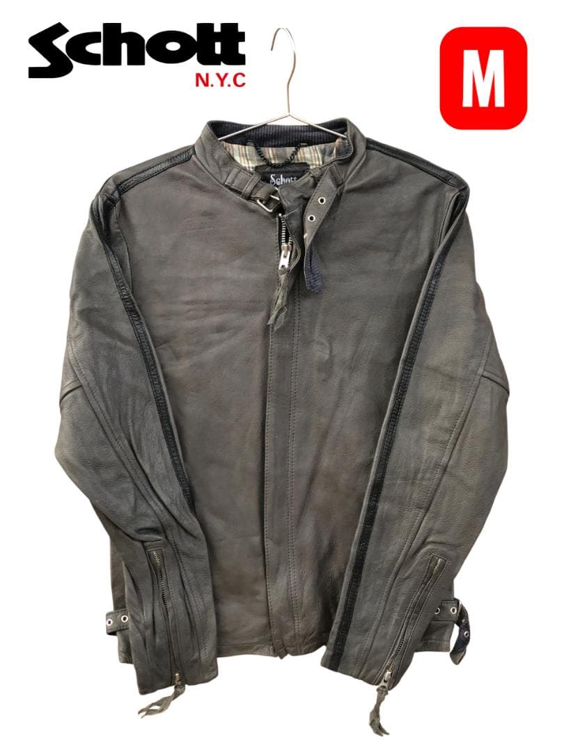 新品 Schott シングルライダースレザージャケット ダークブラウン/M 本革 レザージャケット ライダースジャケット 革ジャン メンズ