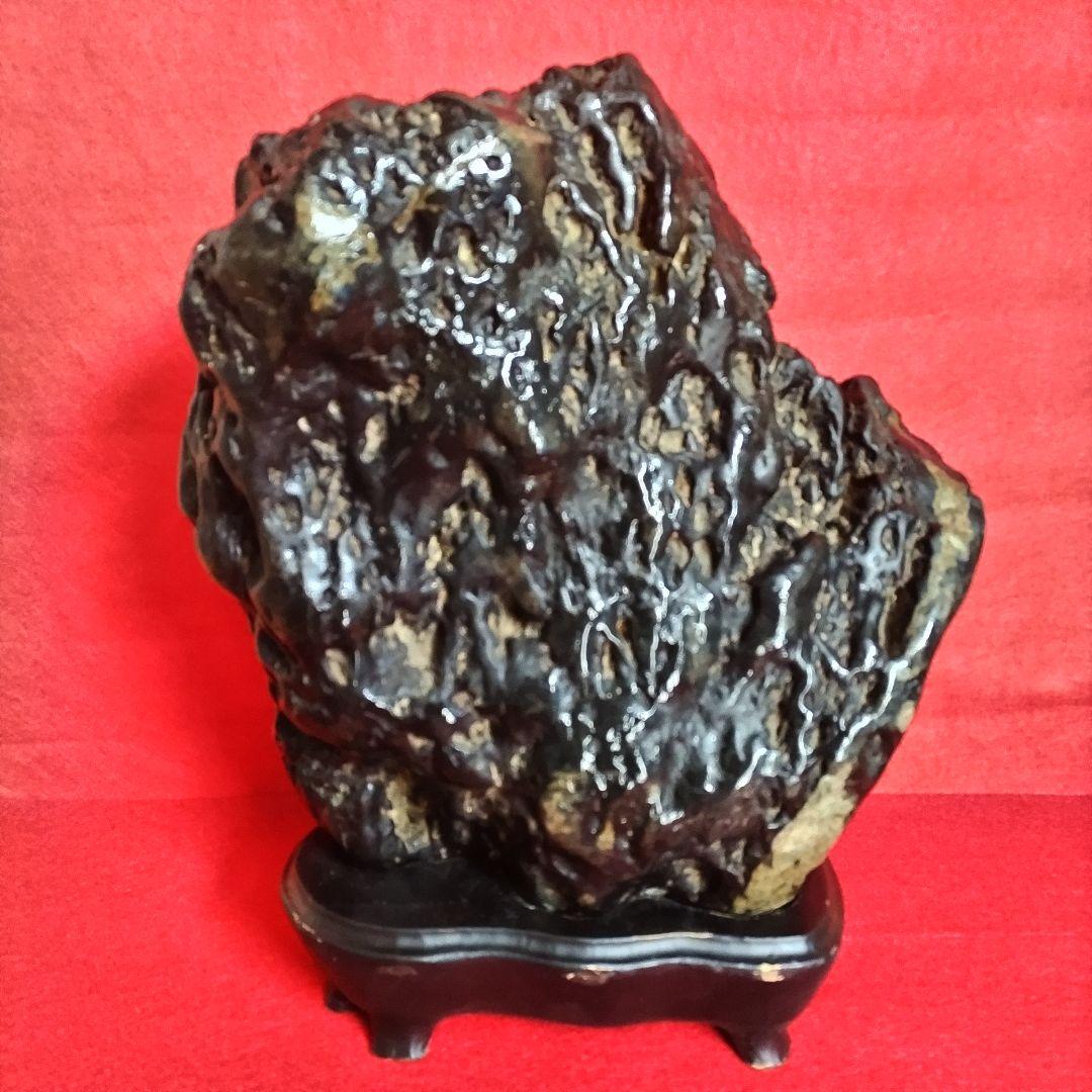 うぶ出し 水石 天然石 鑑賞石 自然石 木製専用台座付き うぶ出し 品評会