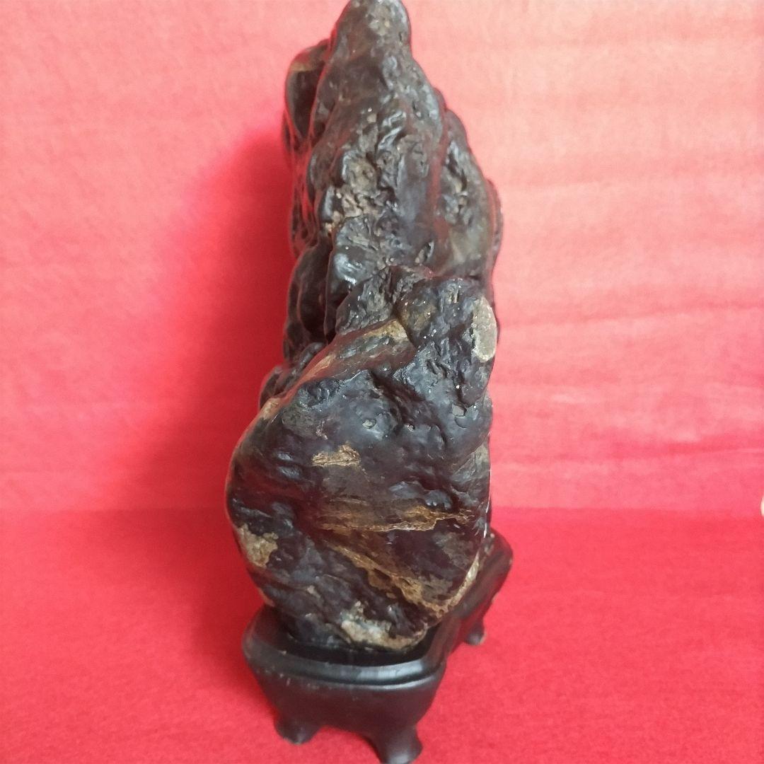 うぶ出し 水石 天然石 鑑賞石 自然石 木製専用台座付き うぶ出し 品評