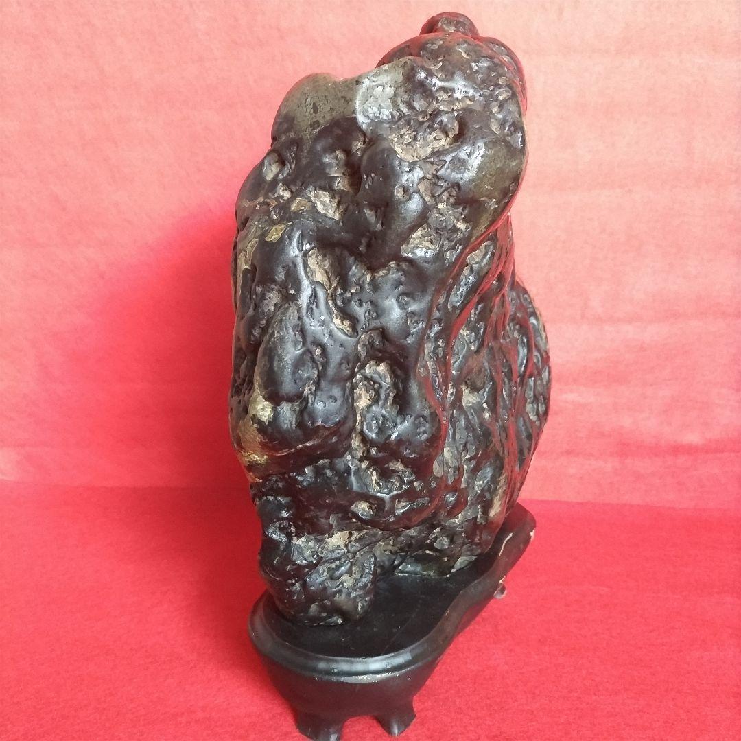 うぶ出し 水石 天然石 鑑賞石 自然石 木製専用台座付き うぶ出し 品評