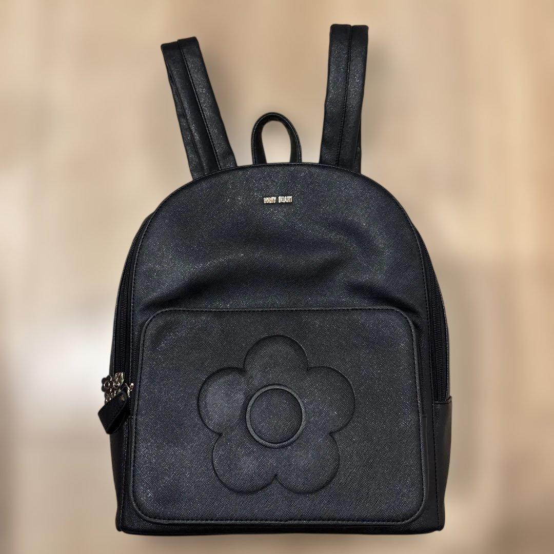 【美品】 マリークワント リュック レザー デイジー 金 黒 お洒落 可愛い