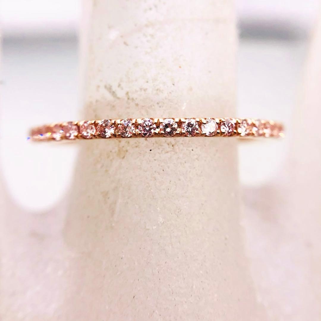 ご予約【天然ピンクダイヤ！★ピンクゴールドの大人気ハーフエタニティ】ダイヤ 指輪