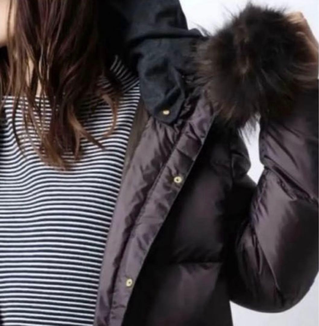 美品【ナノユニバース×西川ダウン】L ラクーンファー付き フーデット