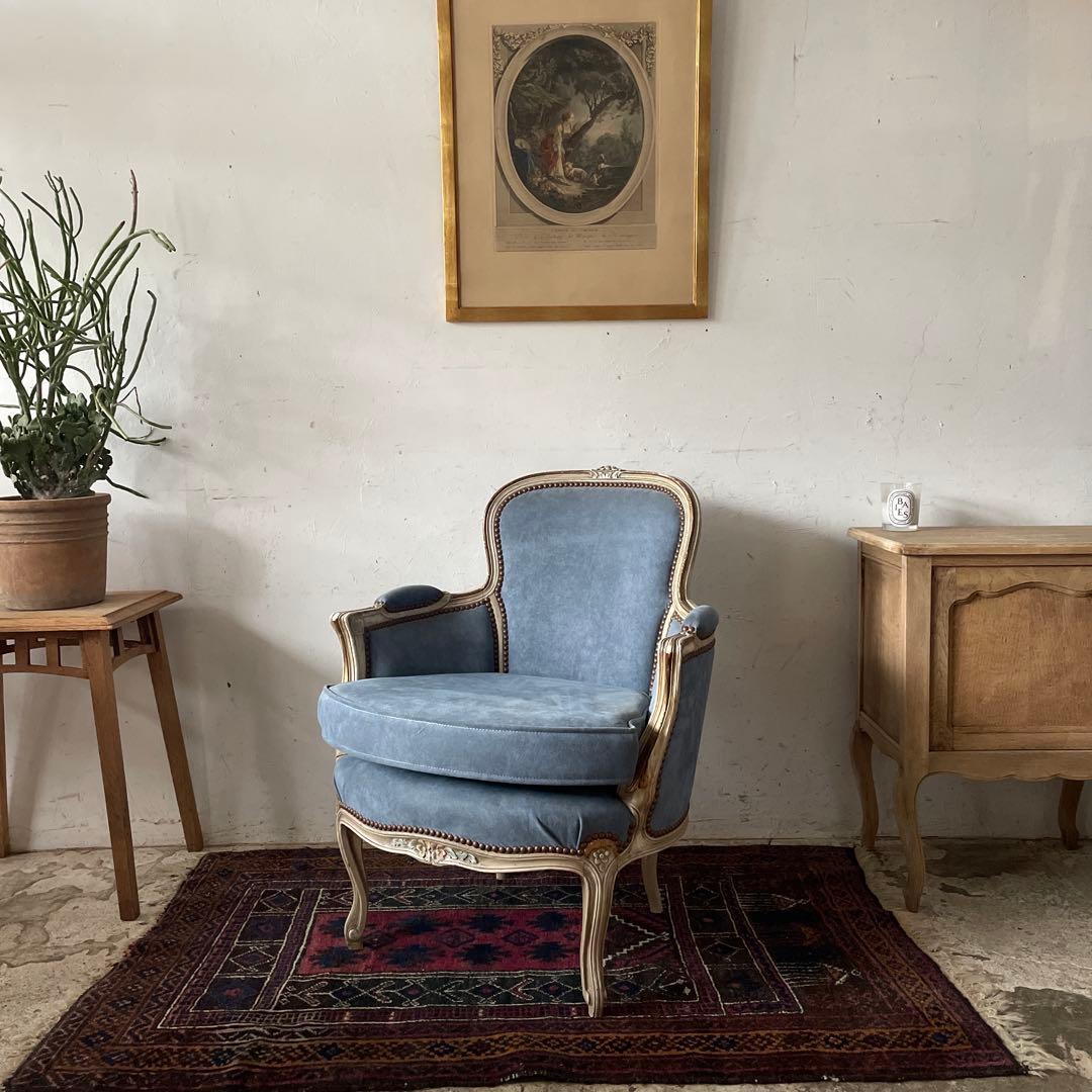 年末・年始SALE ヴィンテージ　フランス　猫脚サロンチェア GMGK182○フランス アンティーク サロンチェア 椅子 猫脚 彫刻 釘打ち