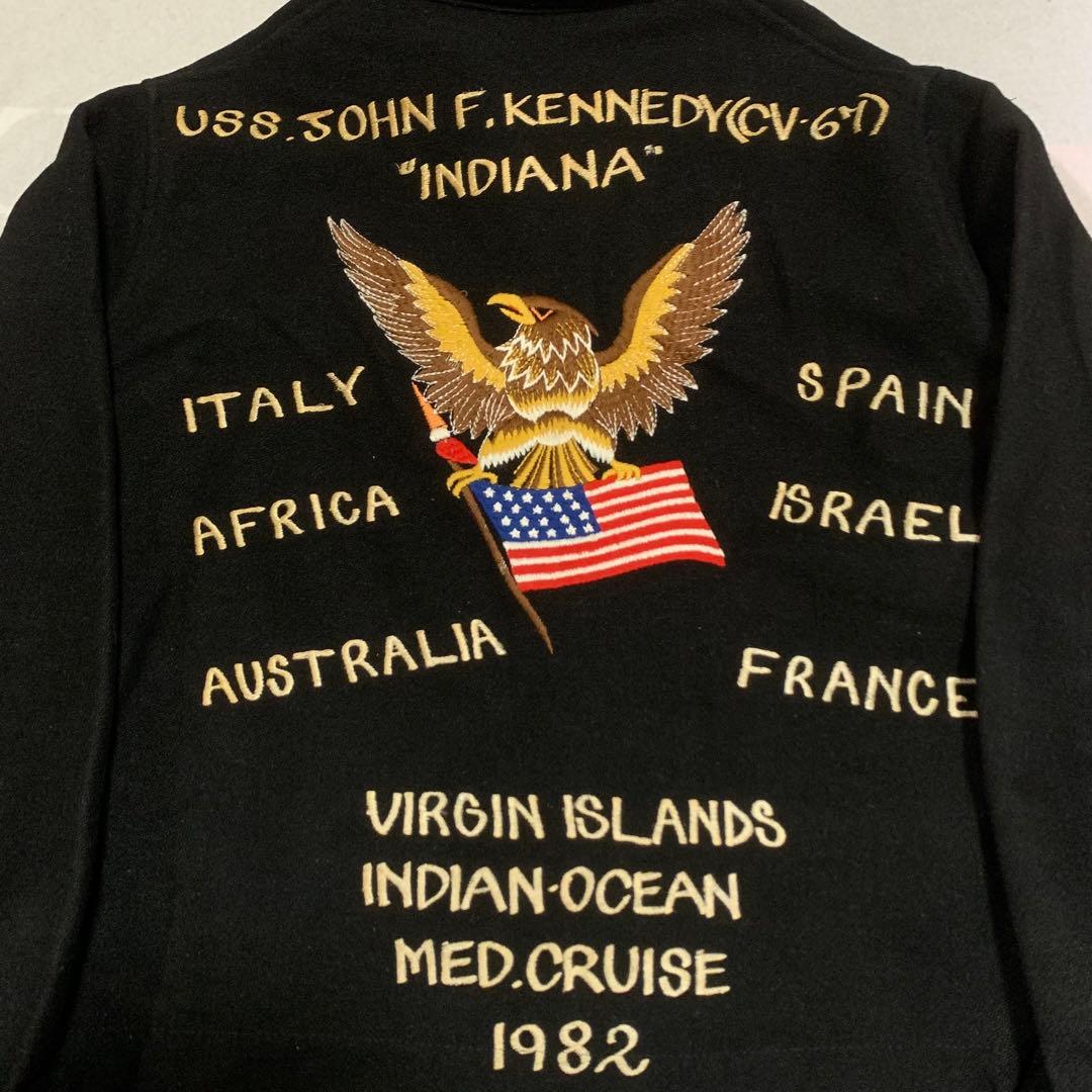 希少美品 80s ツアージャケット スーベニアジャケット NAVY 刺繍 別珍