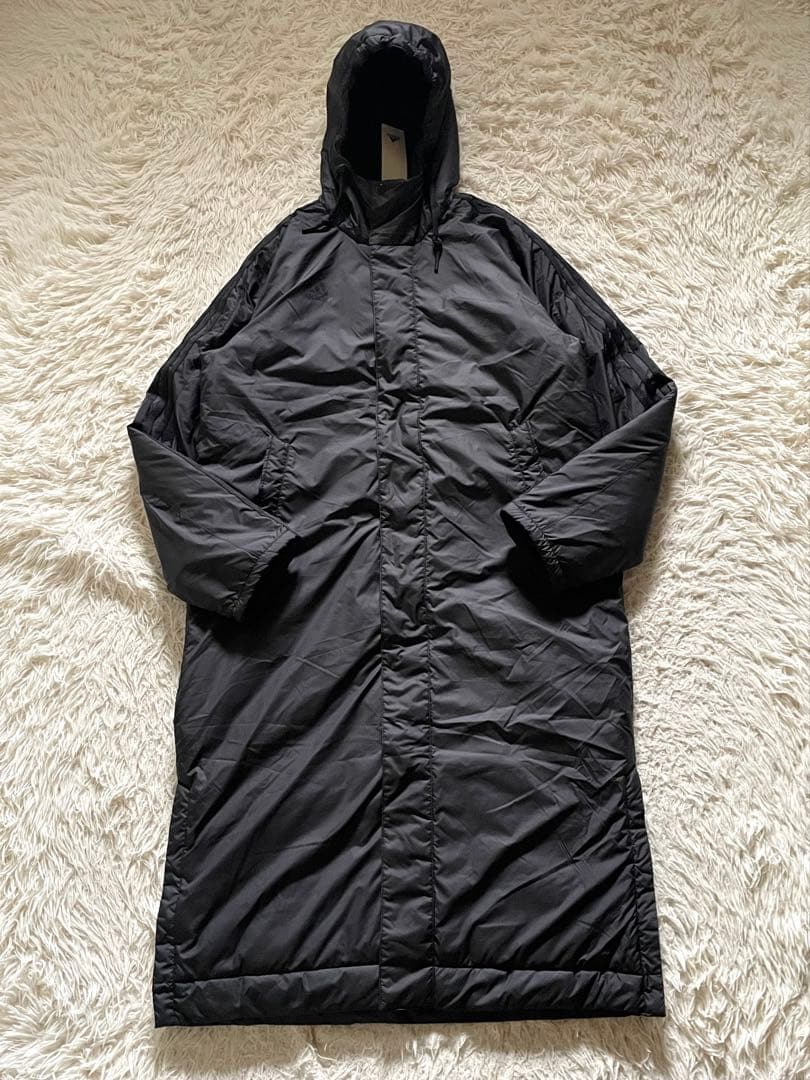 adidas ボアロングコート JG8514 WIND.RDY 防寒 黒 XL