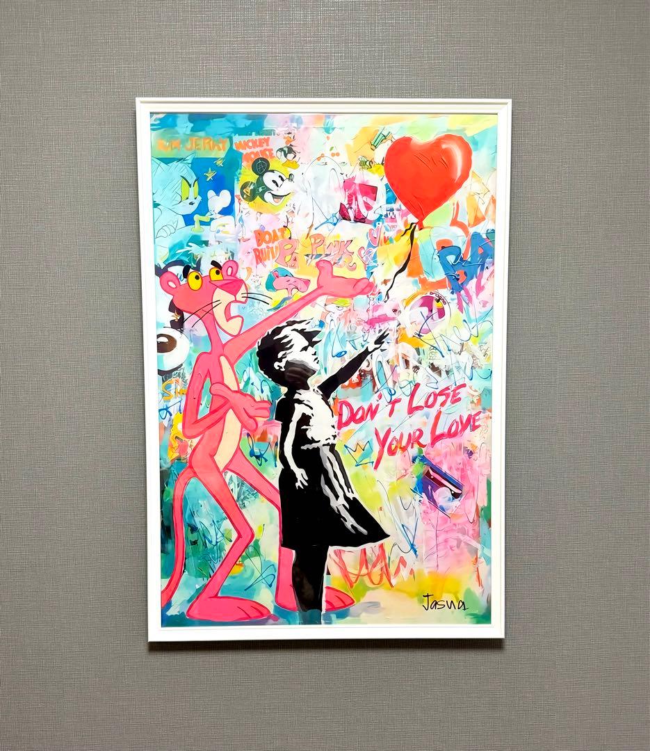 No.140フレーム付きキャンバスアート　バンクシー　バスキア　アートポスター