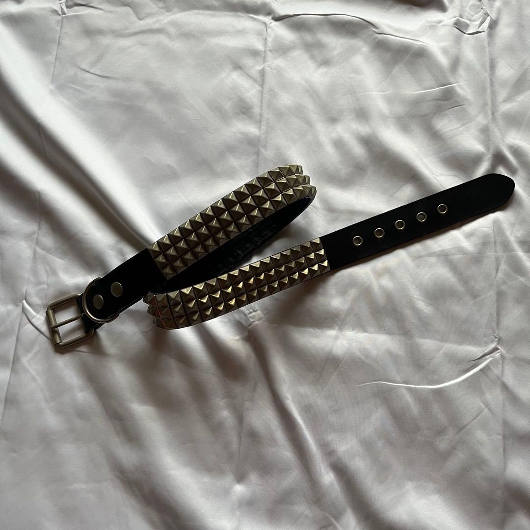 00s y2k 666 スタッズ ベルト 本革 パンク ヴィンテージ アーカイブ
