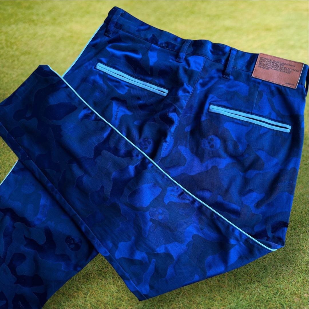 マークアンドロナ　パンツ　迷彩　S〜M相当　黒　青　コットン混　ストレッチ　46 1240101627045_1.jpg