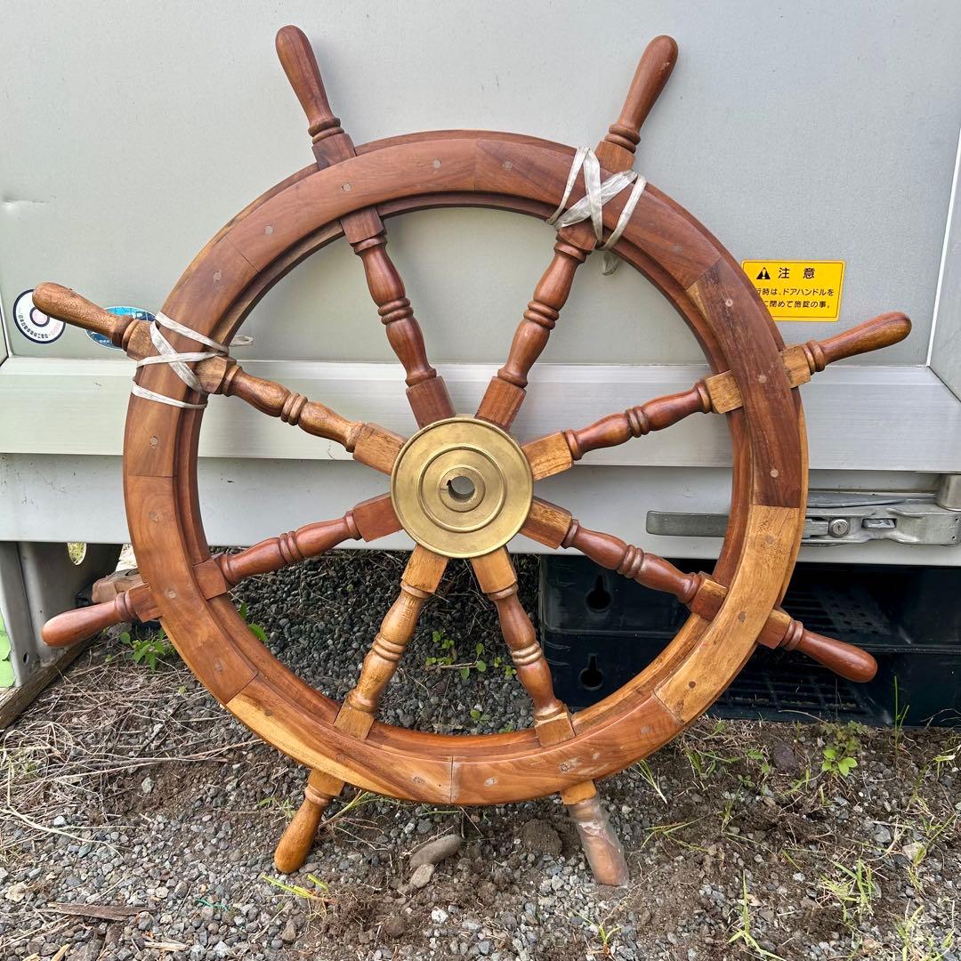 船 進行方向 操作 舵輪 だりん 操舵輪 そうだりん 木製 8本ハンドル