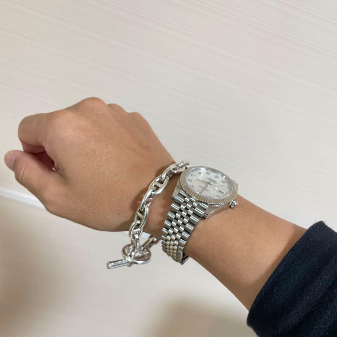 シルバー925 アンカーチェーンブレスレット シェーヌダンクルデザイン MM