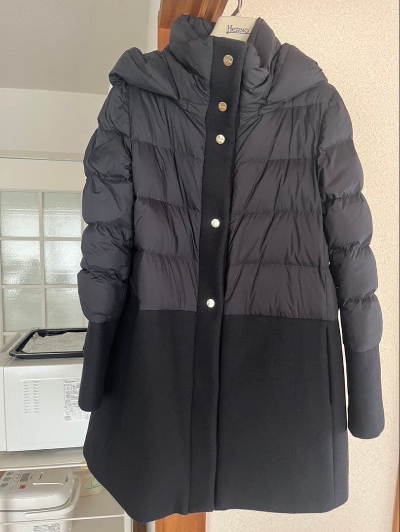 ヘルノ　レディースダウン　ウール　42 ネイビー