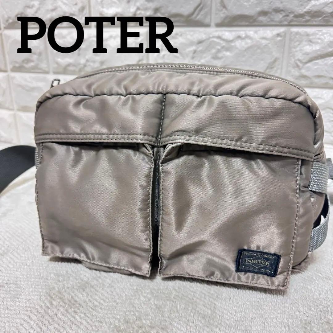 PORTER タンカー ウエストバッグ シルバーグレー ボディバッグ