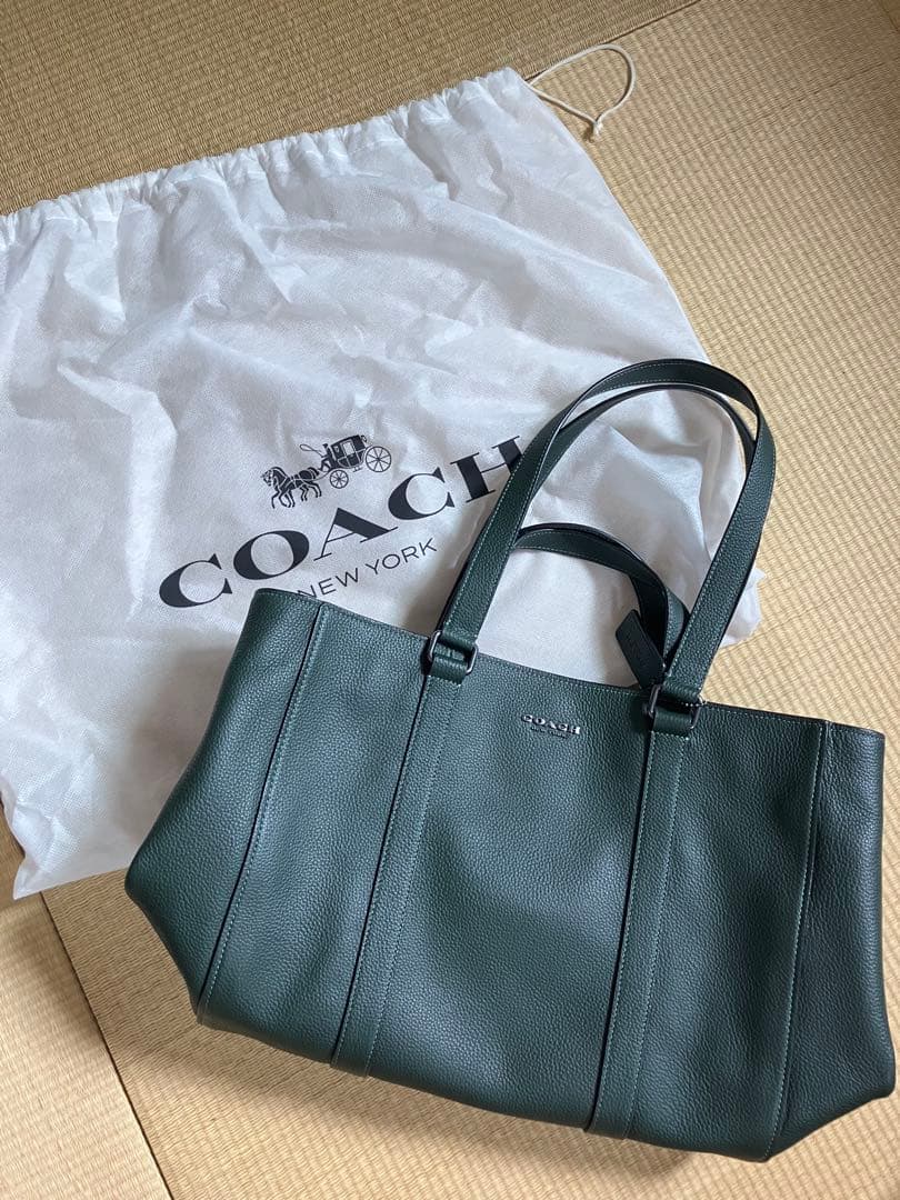COACH ダークグリーン トートバッグ