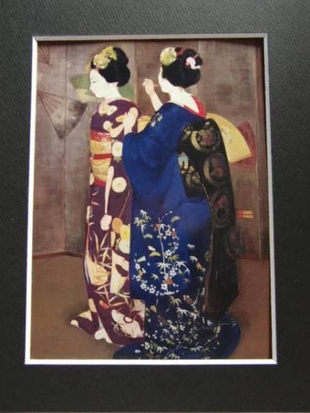 鬼頭　鍋三郎、閑話、希少な画集より、新品高級額装付、版上サイン入り