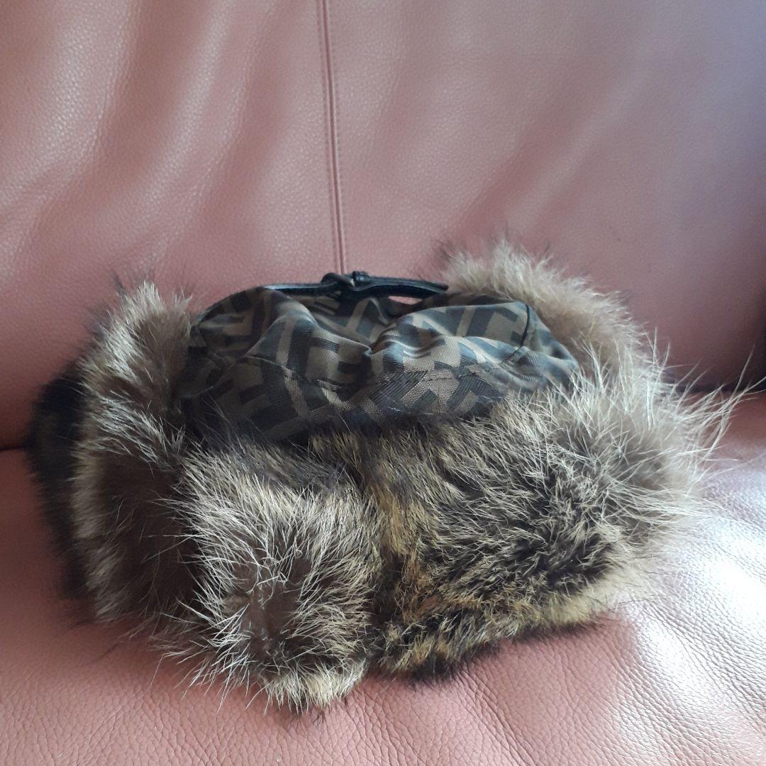 フェンディ ズッカモノグラム フォックスファー 帽子 激レア